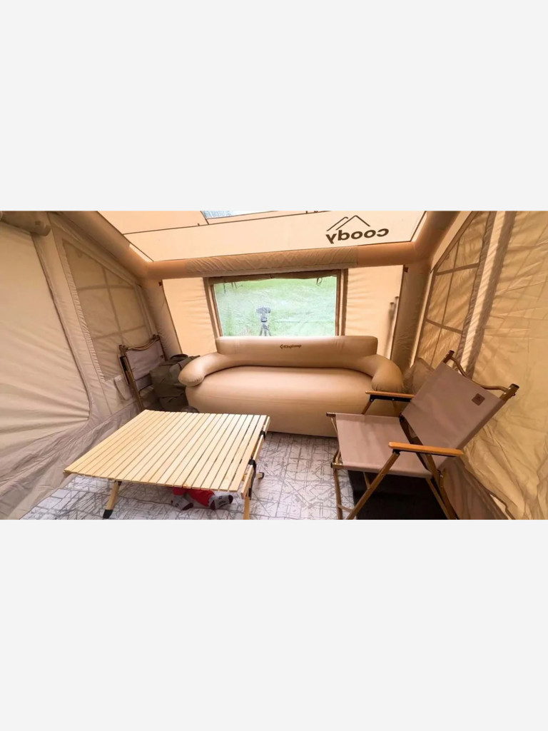 Надувная палатка Coody 8.0 Beige, 320×250×220 см, 2–4 человека, 2 входа, навес