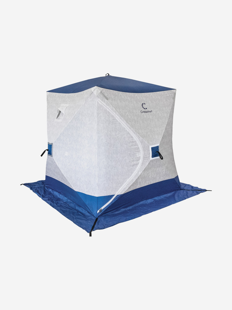 Палатка зимняя куб Следопыт 1,8 х1,8 м,Oxford 210D PU 1000, S по полу 3,2 кв.м ,цвет синий, белый.
