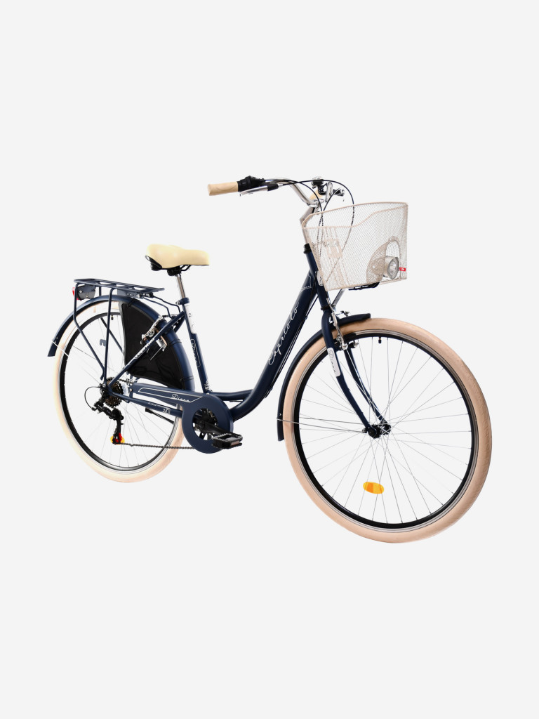 Велосипед CAPRIOLO CITY DIANA STEEL (1 X 6), рама сталь 18'', колёса 28'' (сапфирово-синий (матовый) - белый)