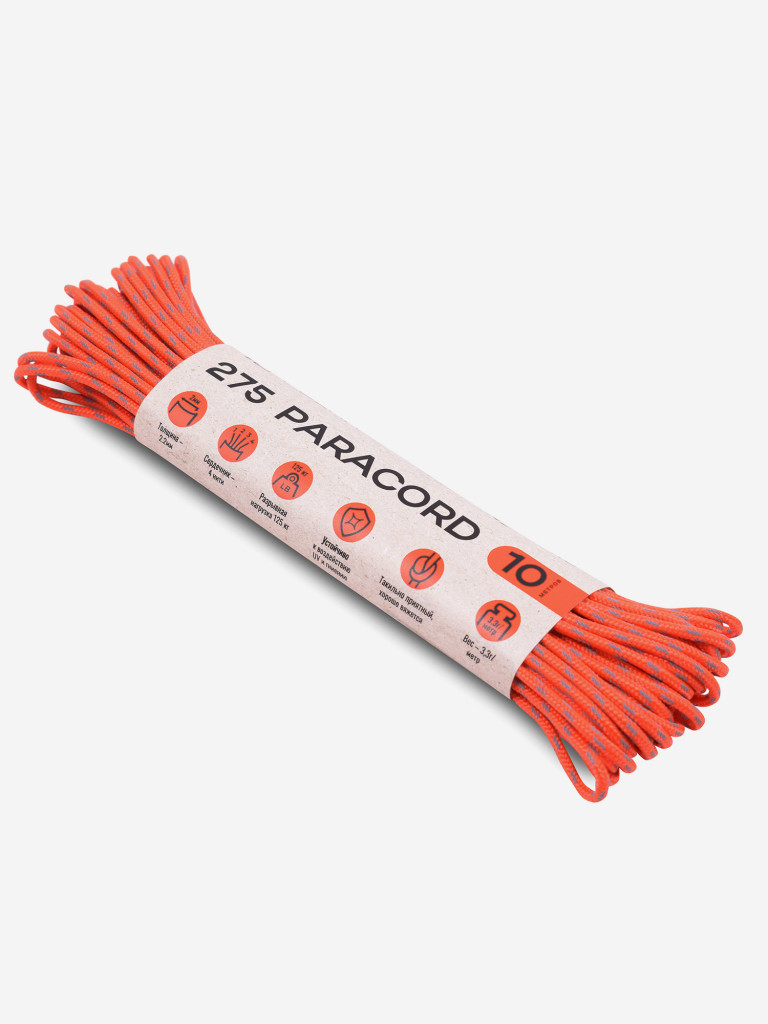 Паракорд 275 T-Gear x CORD nylon 10м световозвращающий (Neon Orange)