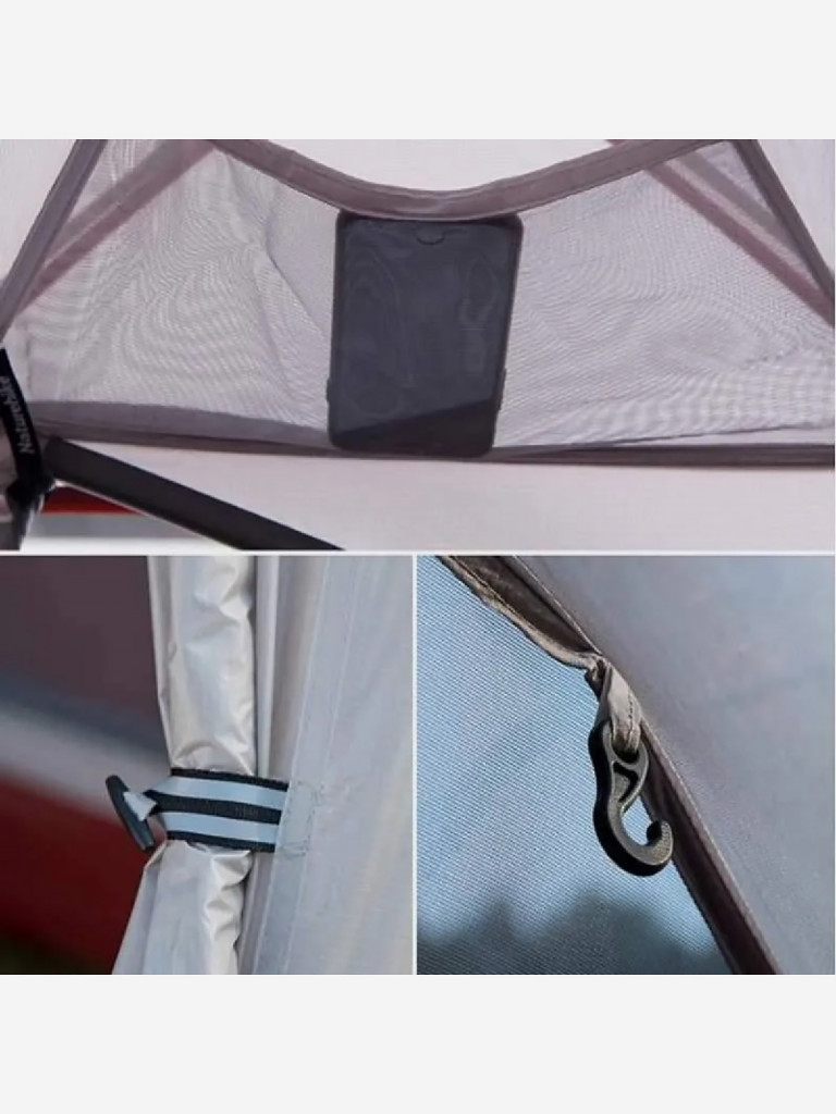Палатка Naturehike Сloud up 2 NH17T001-T 20D двухместная с ковриком, серая, 6927595724668