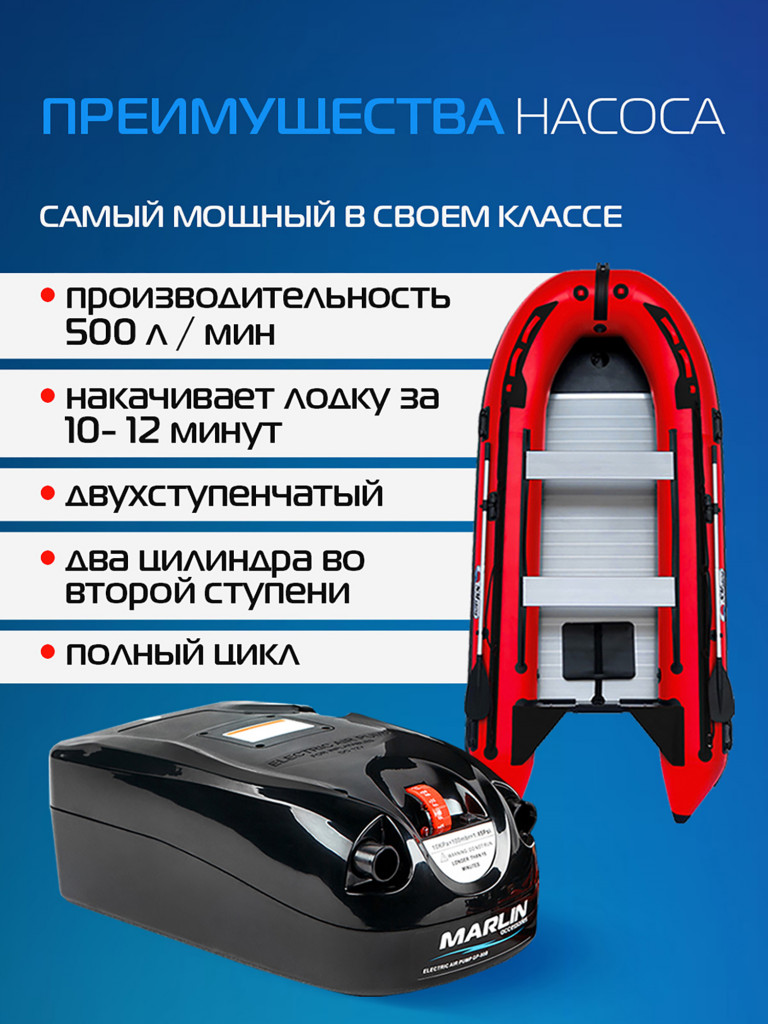 Электрический насос Marlin GP-80 для лодок пвх, сапбордов, матрасов, бассейнов