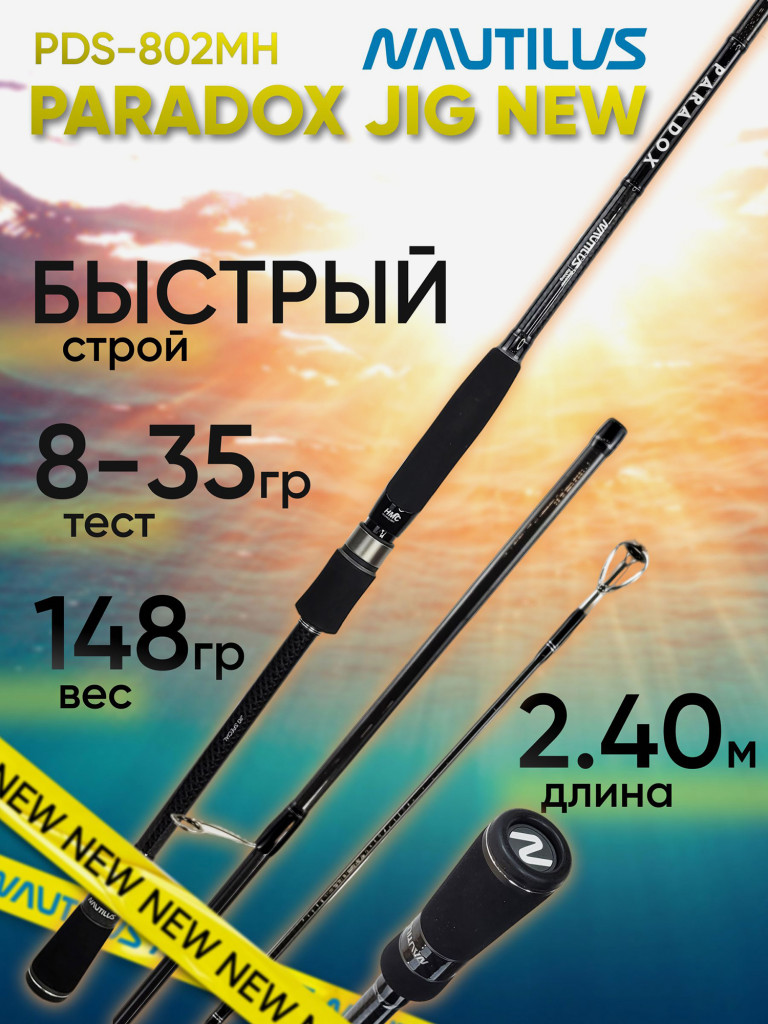 Спиннинг для рыбалки Nautilus PARADOX JIG PDS-802MH 2.40м 8-35гр NEW