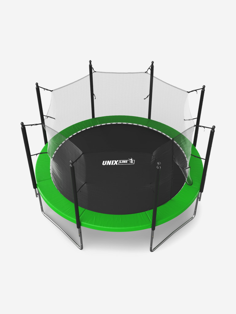 Батут каркасный UNIX Line Simple 12 ft Green с внутренней защитной сеткой, общий диаметр 366 см, до 150 кг