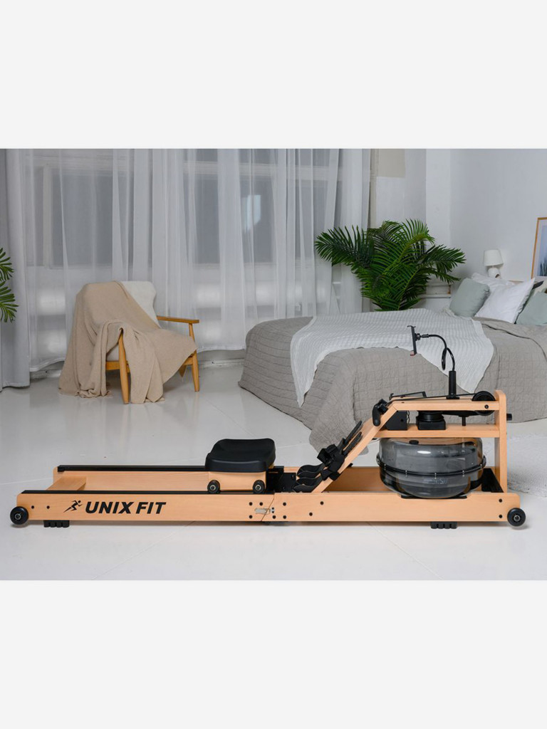 Гребной тренажер водный UNIX Fit Wood Rower Light складной, древесина бука