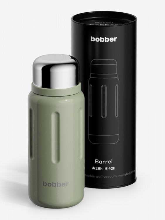 Термос вакуумный BOBBER Barrel 770 мл с широким горлом и ситечком, тепло до 28 часов, оливковый
