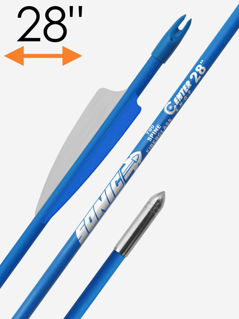 Стрела лучная фибергласс Centershot Sonic 28" оперение Parabolic 3" синяя (12шт.)