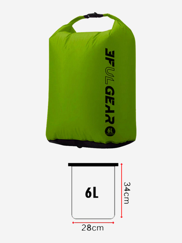 Гермомешок 3F UL GEAR, нейлон, 6 литров, зеленый