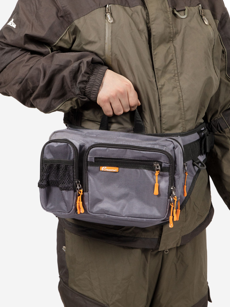 Сумка рыболовная Следопыт Fishing Hip Bag, 28х21х17 см, цвет серый.