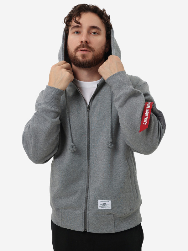 Толстовка с капюшоном на молнии Utility Pocket Full Zip Up Alpha Industries Серый/светло-серый цвет — купить за 7700 руб. со скидкой 34 %, отзывы в интернет-магазине Спортмастер