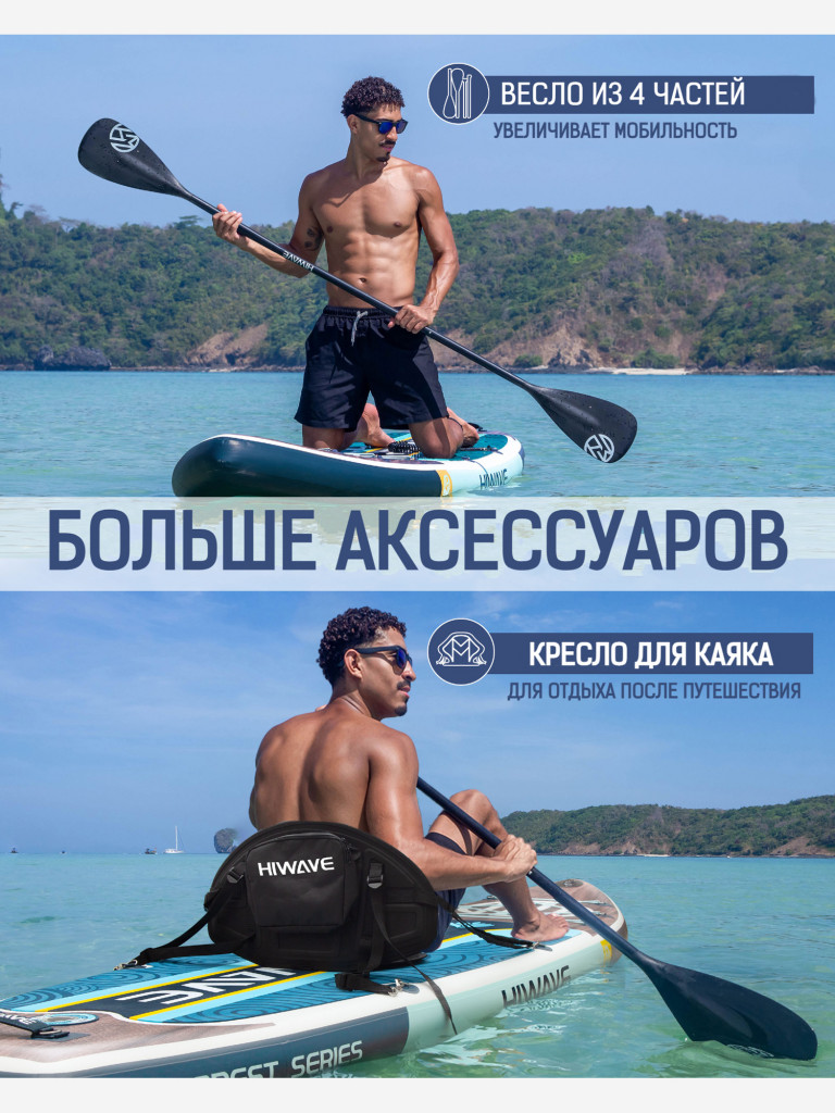 Надувная двухслойная SUP-доска HIWAVE FOREST SERIES DARK STD, 11' 335*86*15 см, сапборд