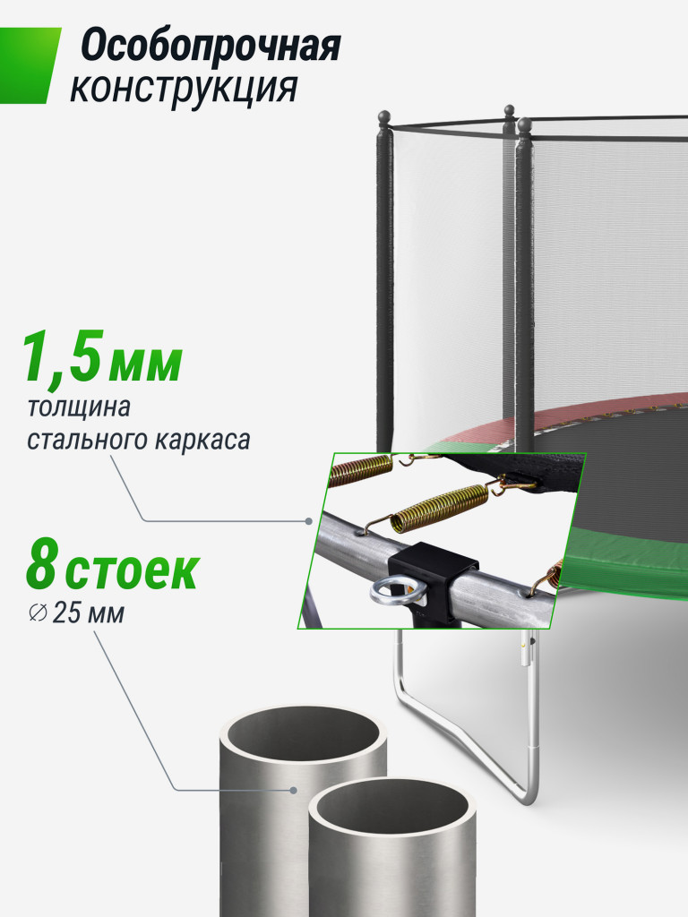 Батут каркасный UNIX Line Simple 12 ft Color с внешней защитной сеткой, общий диаметр 366 см, до 150 кг