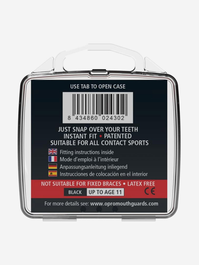 Детская боксерская капа, спортивная, однослойная защитная для зубов OPRO Snap-Fit - Black