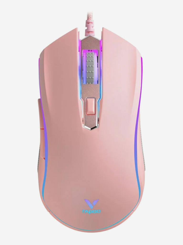 RAPOO Игровая мышь проводная V25S, цвет - розовый (12278)