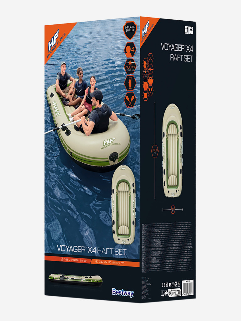 Лодка Bestway 65156 надувная Voyager X4 350x145х49 см