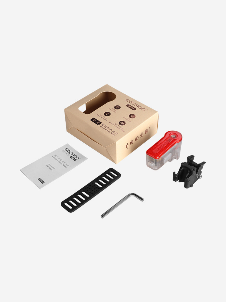 Умный задний велофонарь с лазером и датчиком торможения GACIRONW03AW, 30 люмен, цвет черный