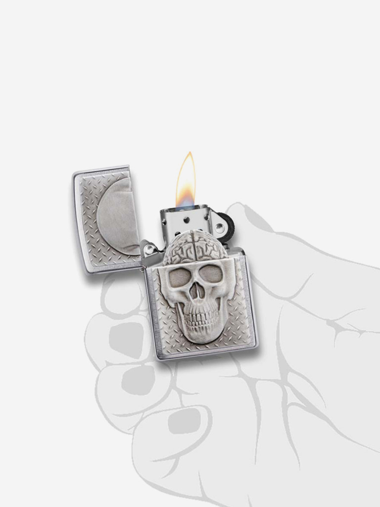Зажигалка Zippo Skull Design Brushed Chrome