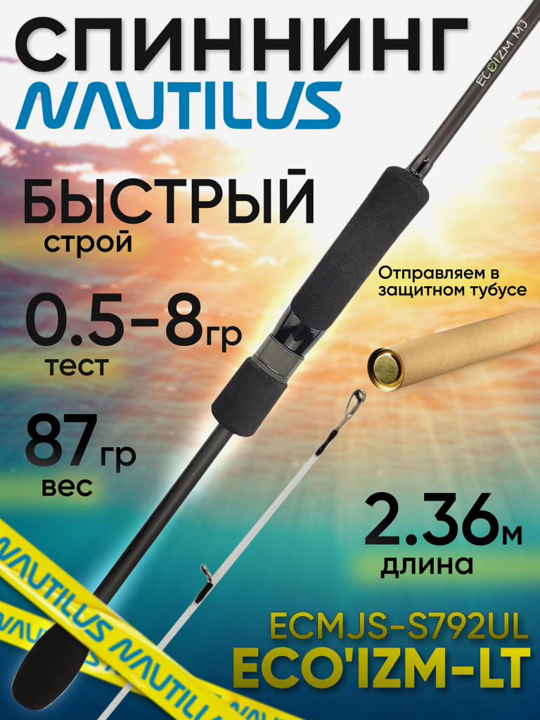 Спиннинг Nautilus ECO'IZM-MJ ECMJS-S792UL 2.36м 0.5-8гр