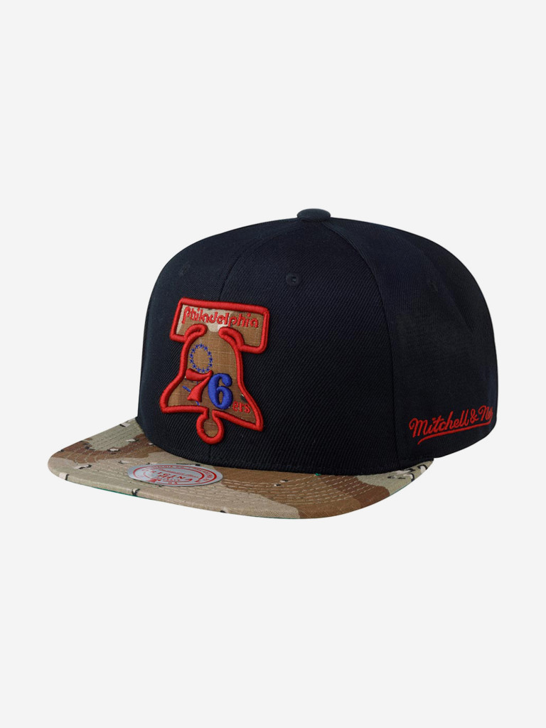 Бейсболка с прямым козырьком MITCHELL NESS HHSS1101-P76YYPPPBLCK Philadelphia 76Ers NBA (черный)