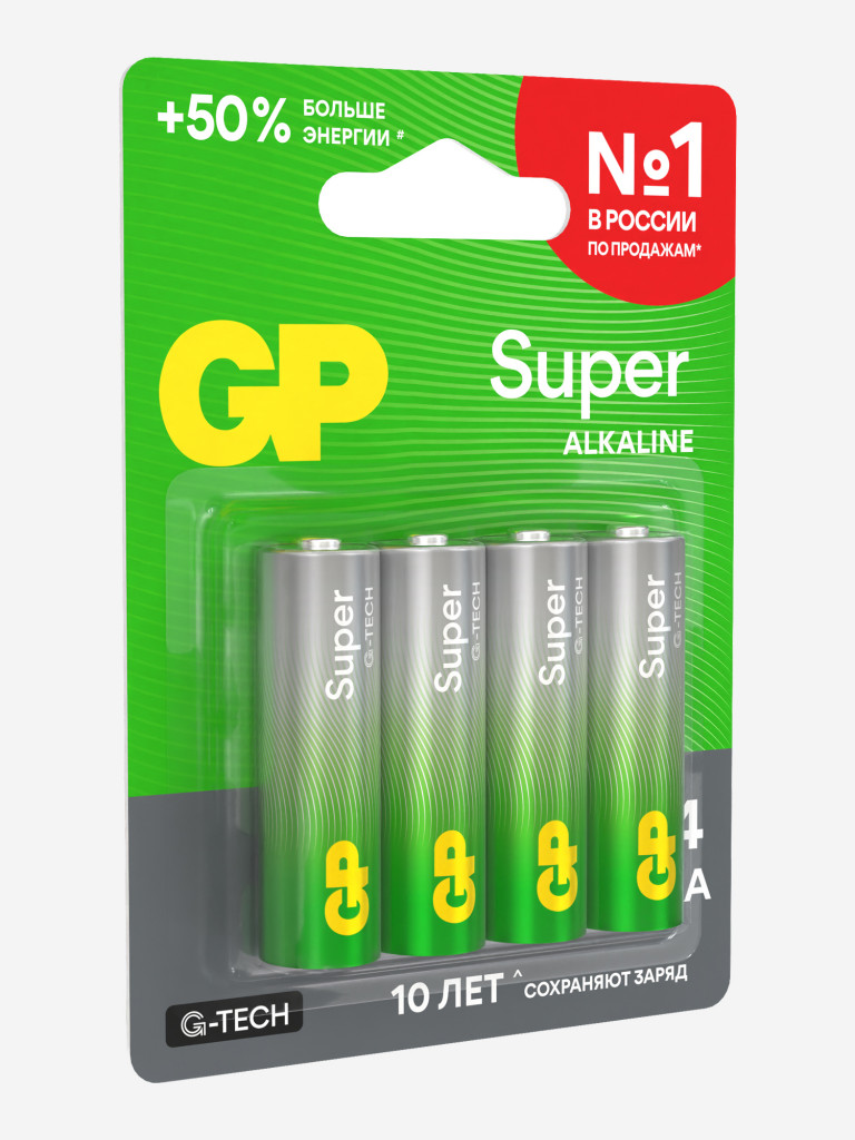 Батарейки пальчиковые алкалиновые GP АА Super Alkaline, 4 шт