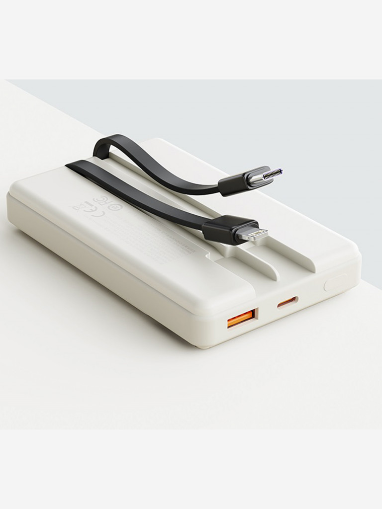 Внешний аккумулятор ROCK P92 PD20W Travel Series Power Bank With Cable 10000mAh белый