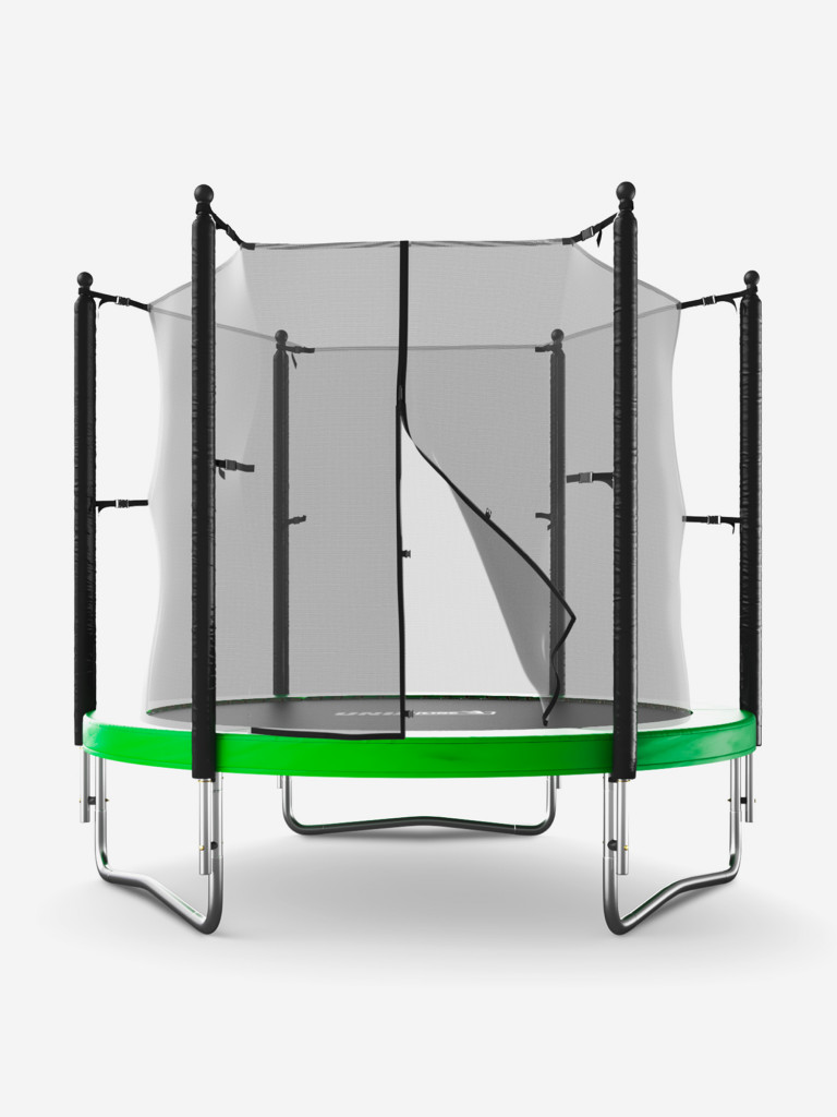 Батут каркасный UNIX Line Simple 8 ft Green с внутренней защитной сеткой, общий диаметр 244 см, до 140 кг