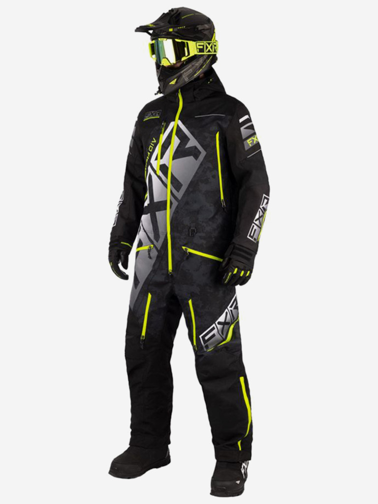 Комбинезон мужской снегоходный FXR CX без утеплителя, Black/Black Camo/Hi Vis