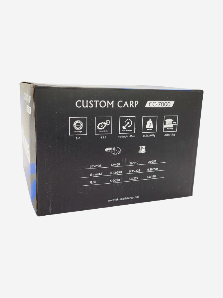 Катушка Okuma CUSTOM CARP 7000, с передним фрикционом, с дополнительной шпулей