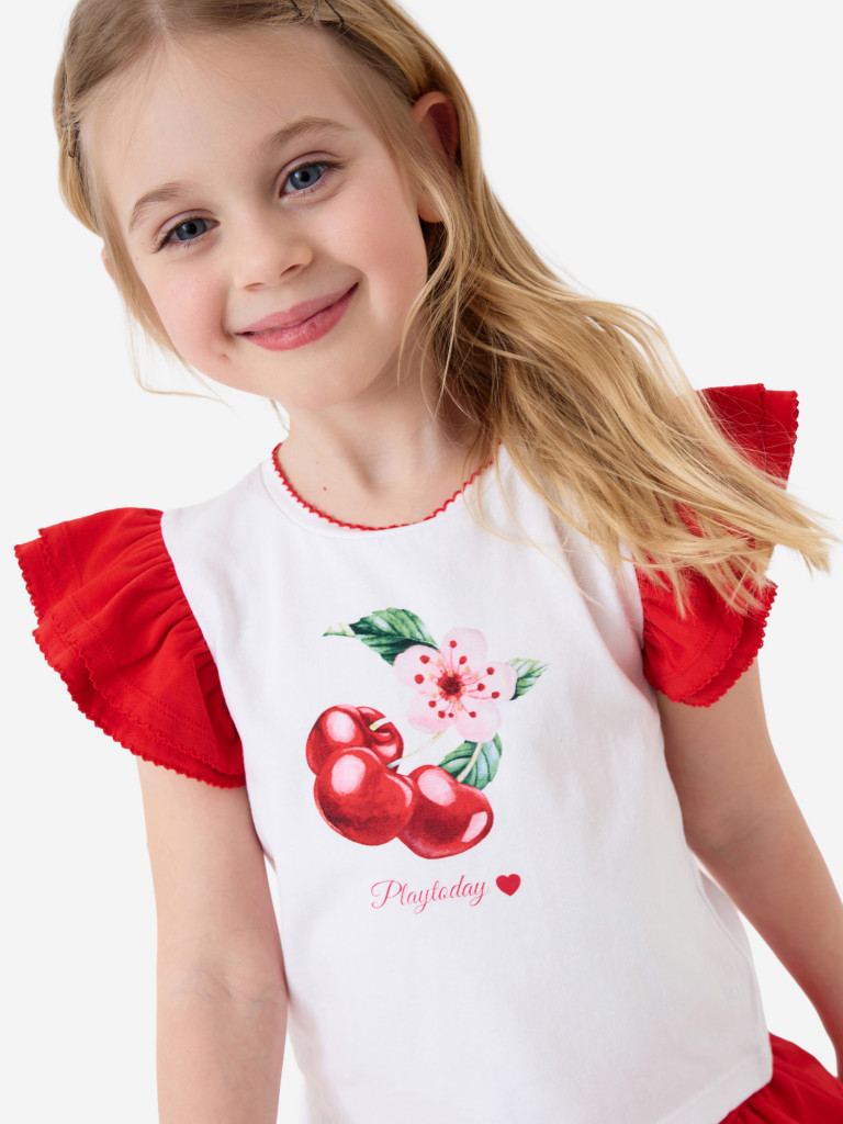 Комплект для девочек: футболка, юбка-шорты PlayToday