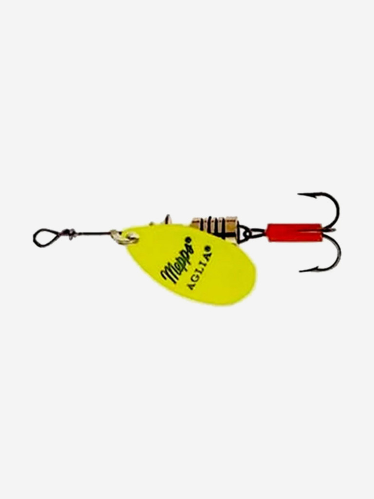Комплект вращающихся блёсен Mepps AGLIA 3 FLUO (Furia, Phosphor, Chartreuse, Tiger) + коробка для приманок