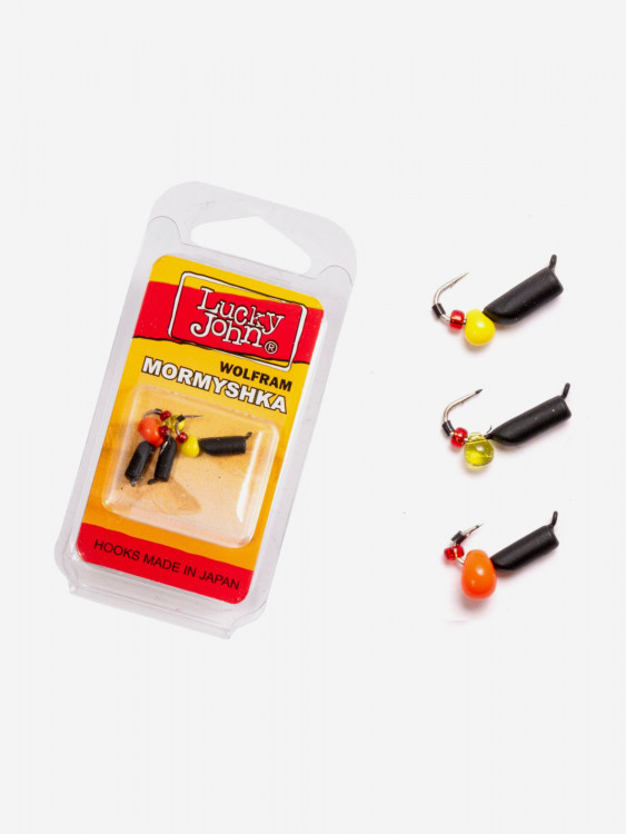 Мормышки вольфрамовые Lucky John с петелькой 3шт набор СТОЛБИК безнасадочный блистер