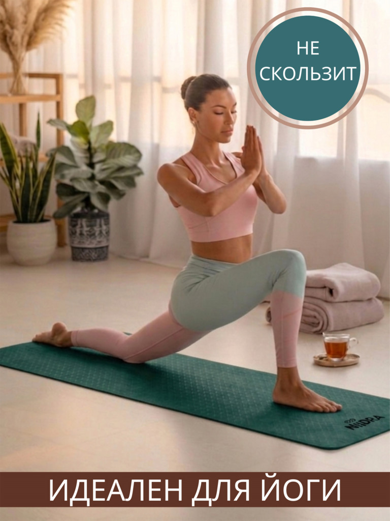 Спортивный коврик NiiDRA Basic зелено-оливковый