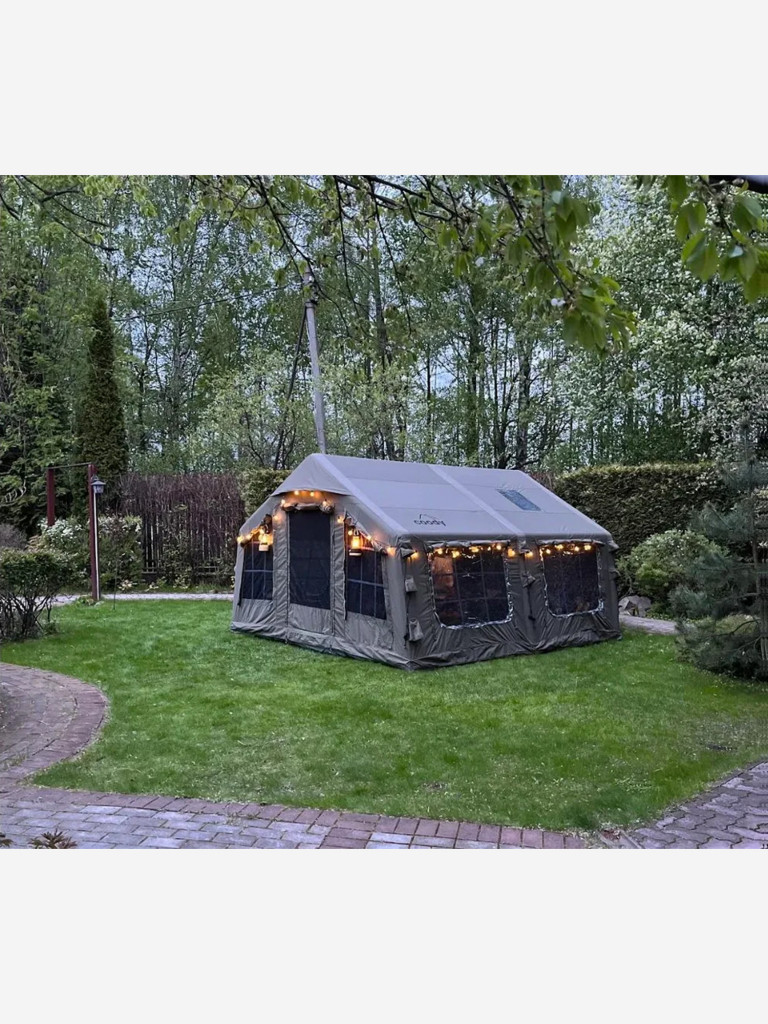 Надувная палатка Coody 13.68 Pro Army Green, 5–7 человек, 13.6 м², модульная система HUB