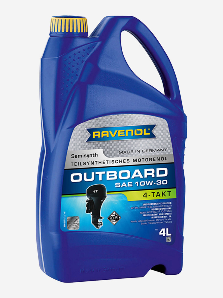 Моторное масло для 4-T лодочных моторов RAVENOL Outboardoel 4T 10W-30, 4 литра