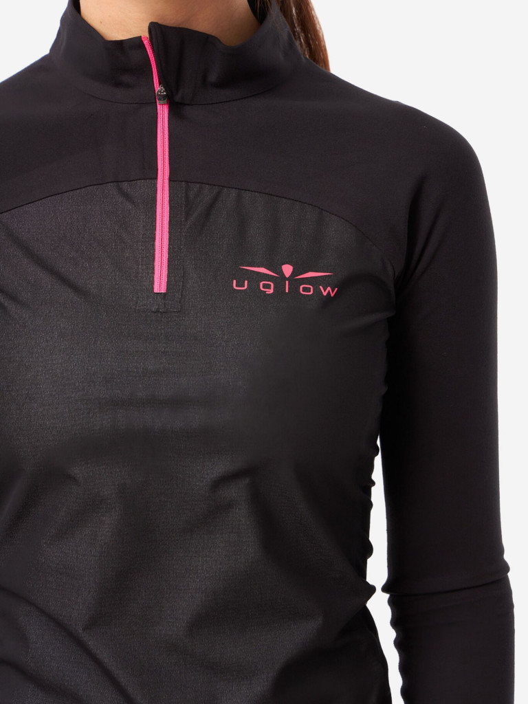 Лонгслив с мембранной вставкой женский UGLOW, черный розовый