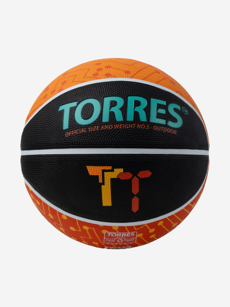 Мяч баскетбольный TORRES TT, B023155, р.5, резина, нейлон. корд, бут. кам., черный-мультиколор