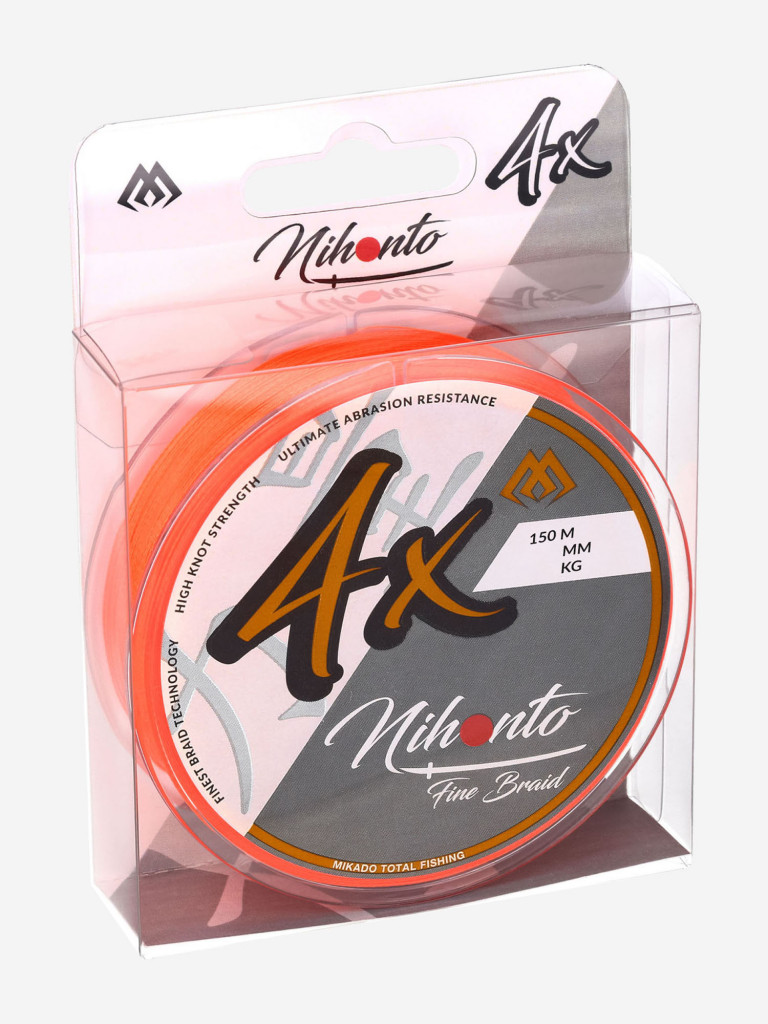 Плетеный шнур Mikado NIHONTO FINE BRAID 0,40 orange (150 м) - 34,90 кг.