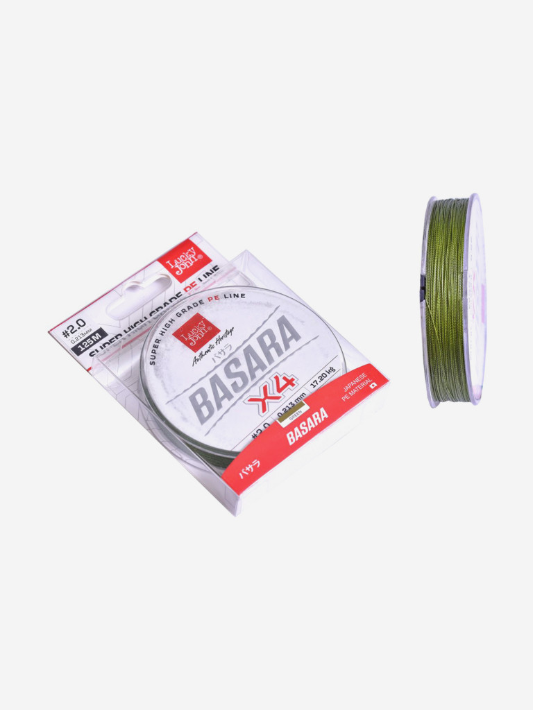 Шнур плетеный для рыбалки Lucky John Basara Green, длина 125 м, диаметр 0,21 мм