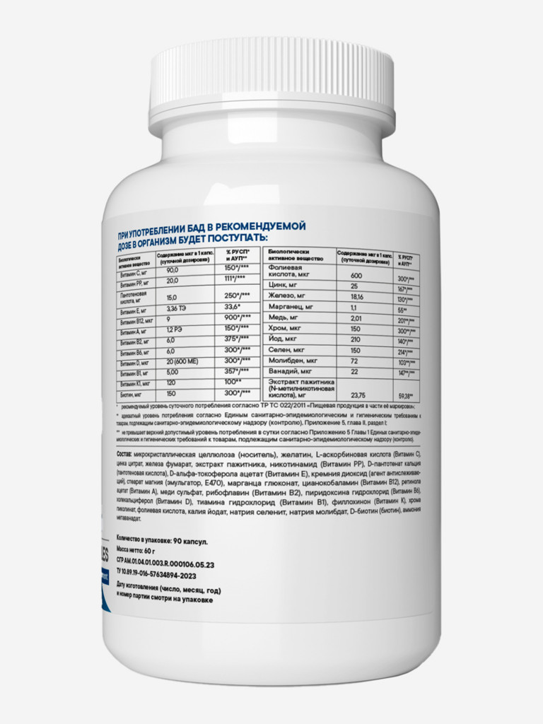 Витамины для мужчин VITAMIN GARDEN BASIC DAILY, 90 капсул