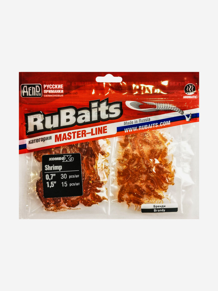 Набор для рыбалки зимний летний. RuBaits Русские приманки. Креветка Shrims рак 45 шт. 0,7", 1,5". Cиликоновые приманки на окуня, форель. Микроджиг, мормышинг. Бренди Brandy