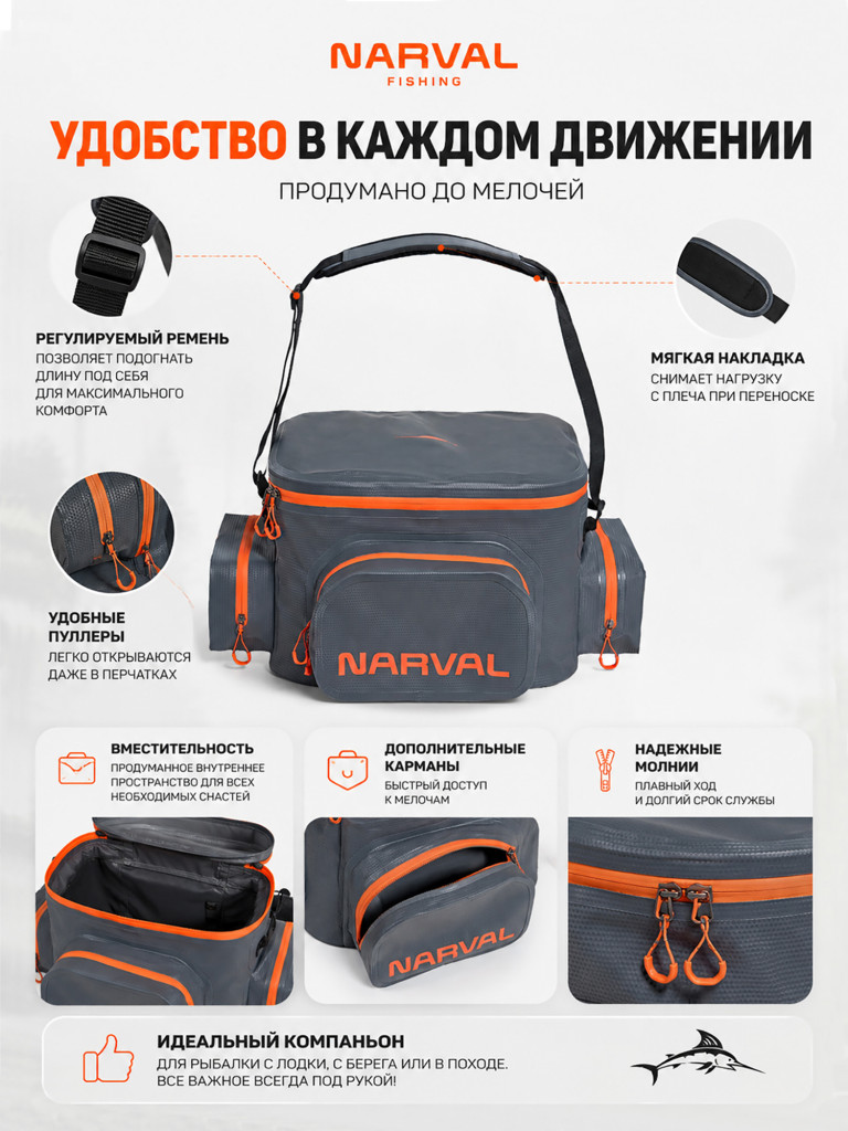 Сумка для снастей рыболовная влагостойкая Narval Fishing Water-resistant Tackle Bag 35L