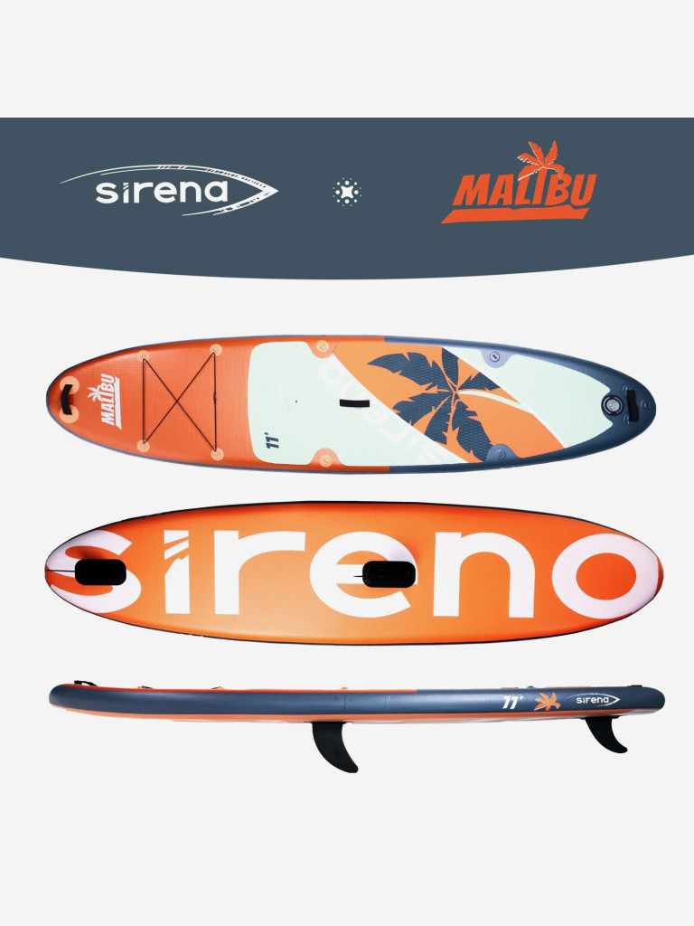 Надувная SUP-доска SIRENA MALIBU 11.0, 335*81*15см, двухслойная, с креплением для паруса и страховочным лишем