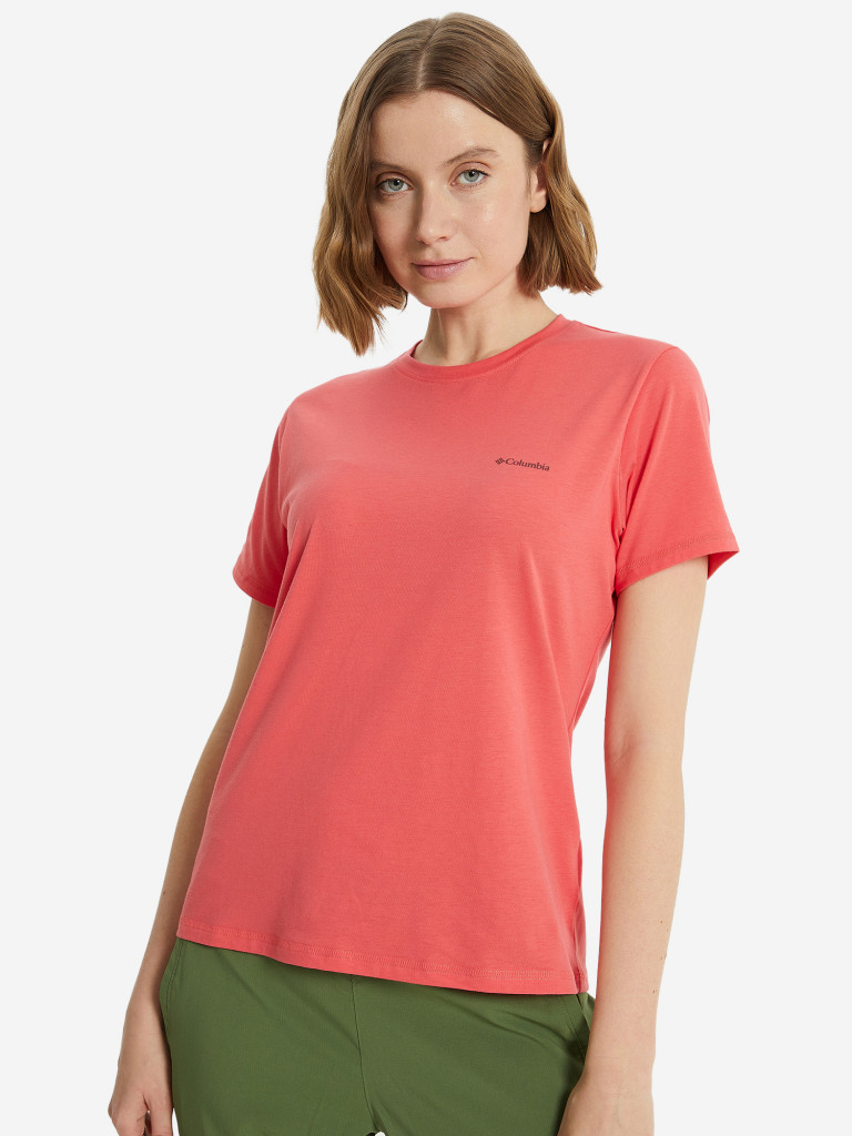 Maglietta Tecnica Columbia Sun Trek - Maniche Corte, Stampa, Tessuto Traspirante, Donna, Blu - Foto 7