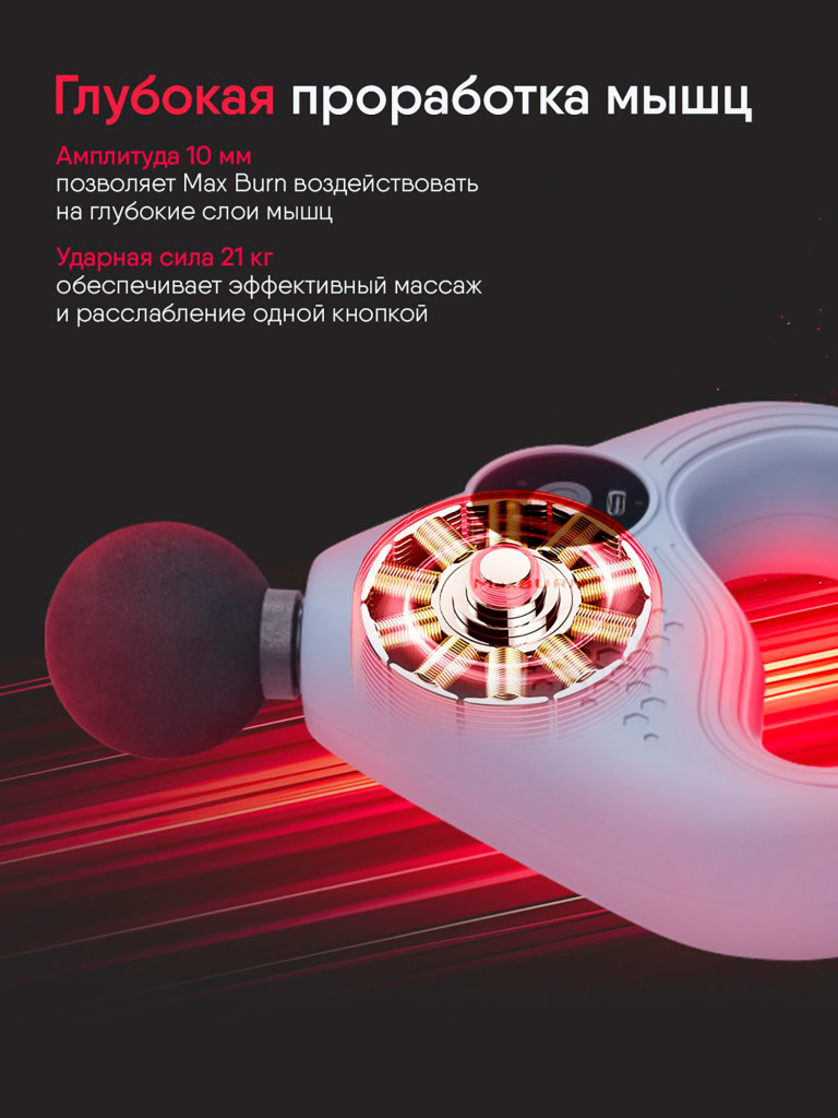 Массажер перкуссионный для тела Ergonova Max Burn с ремнем, 2 в 1 лимфодренажный антицеллюлитный