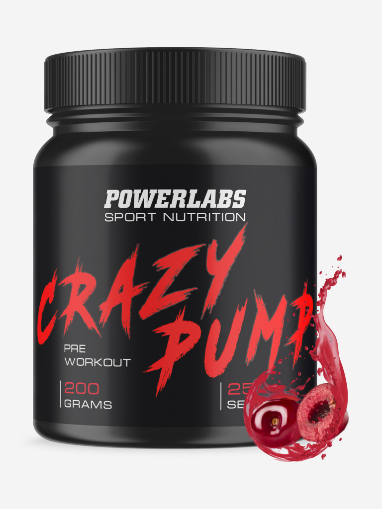Предтренировочный комплекс CRAZY PUMP, Powerlabs, 200 г, вишня
