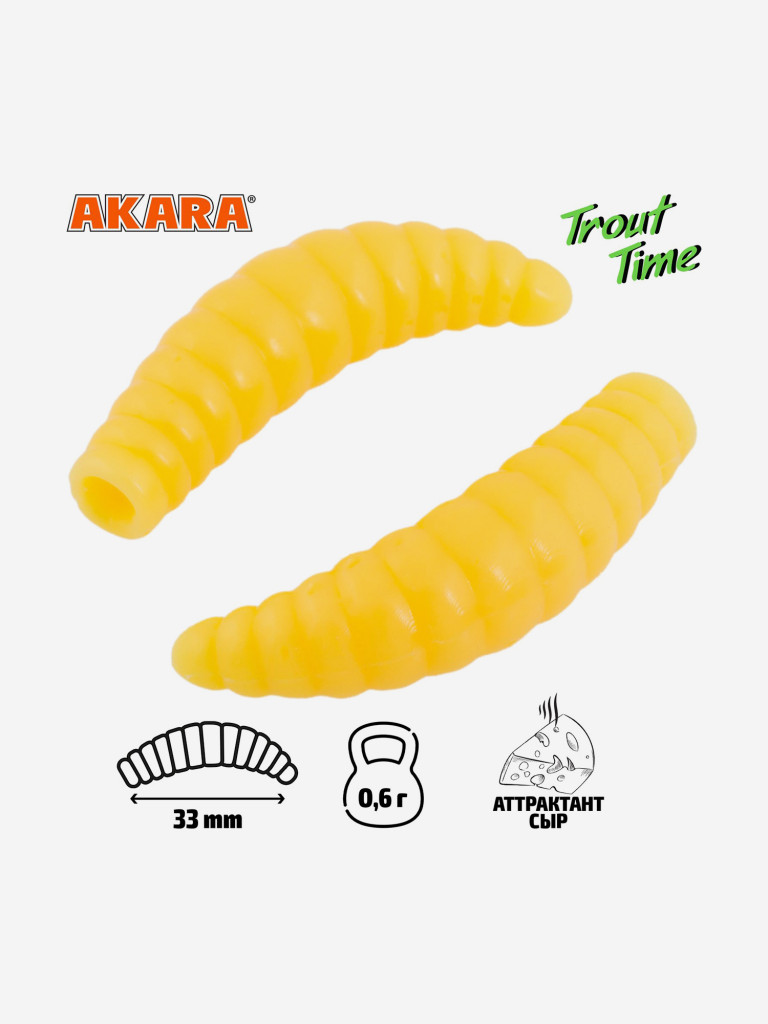 Силиконовая приманка Akara Trout Time MAGGOT 1,3 Cheese 446 (24 шт.)