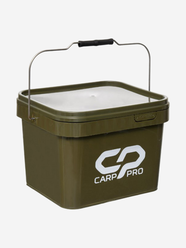 Вeдро с крышкой квадратное пластиковое CARP PRO 10л темно зеленое