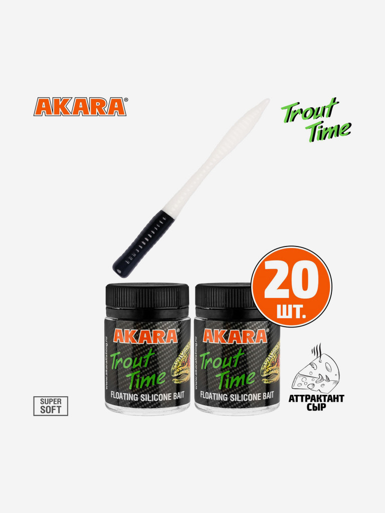 Силиконовая приманка Akara Trout Time WORM 3 Cheese 456 (20 шт.)