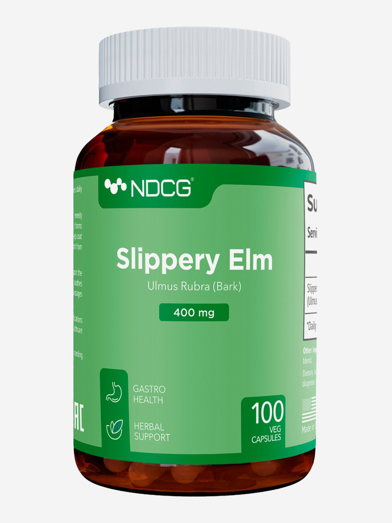 Slippery Elm Скользкий вяз (ржавый) NDCG, 400 мг, 100 капсул