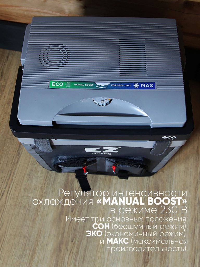 Термоэлектрический автохолодильник EZ COOLERS ESC 26М с двумя питаниями 12/220В, 24 л